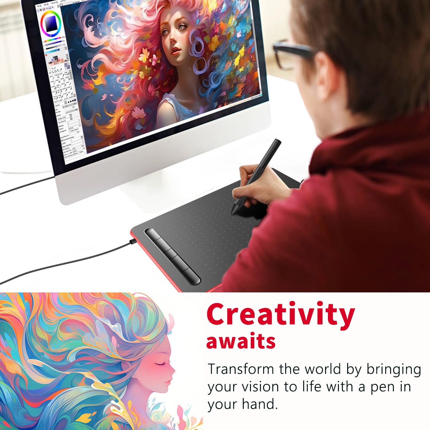 LetSketch Drawing pad, 8.26×5.5 inches, ergonomically Designed